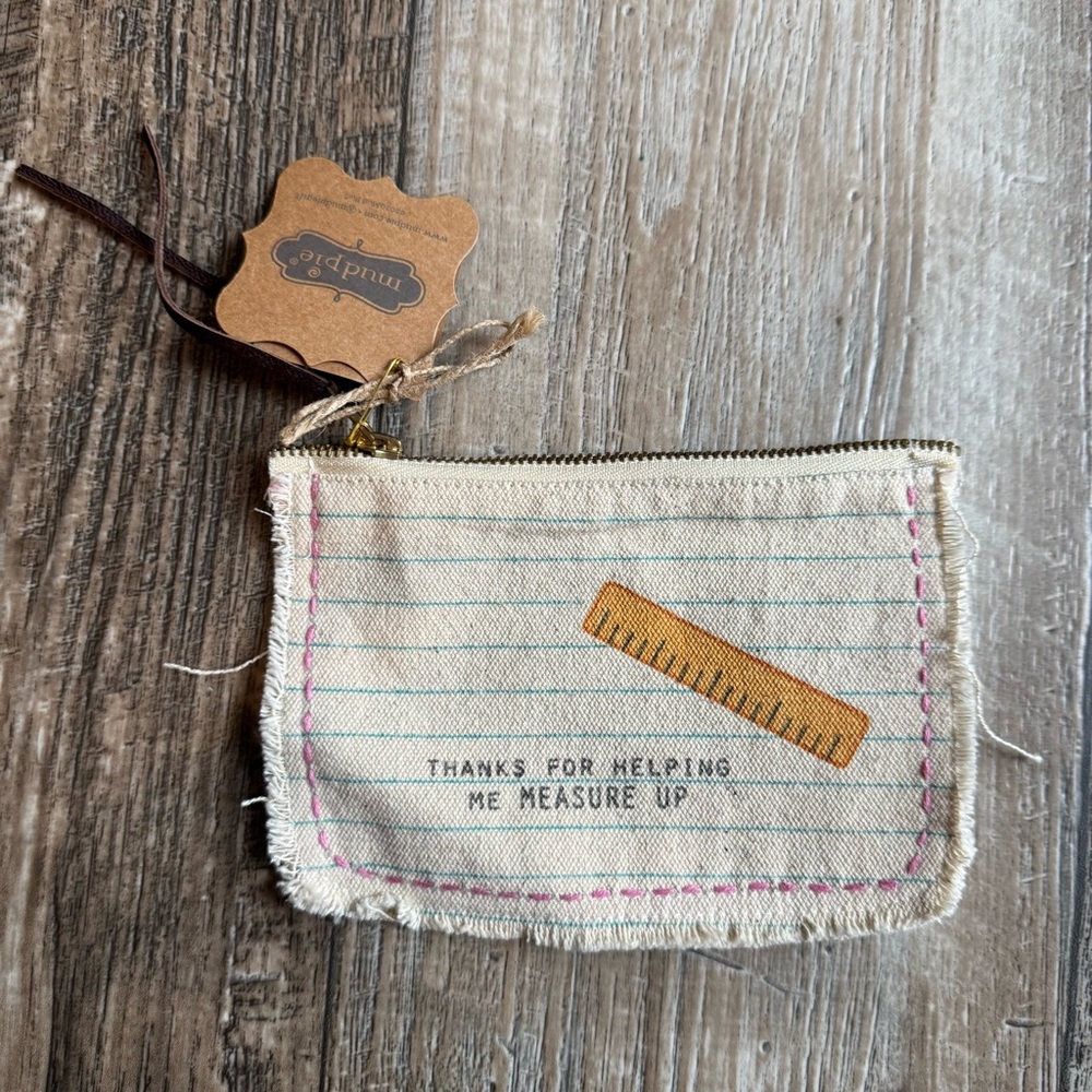 NEW With Tags Mud Pie Canvas Zipper Pouch - Teacher, Back To School